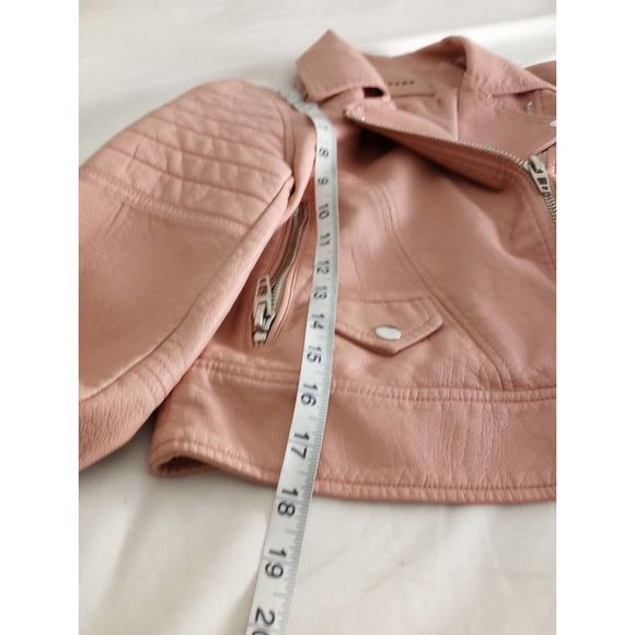 BLANKNYC Women's Pretty In PinkFuax Leather Long Sleeve Crop Moto Jacket Sz XS - Picture 8 of 12